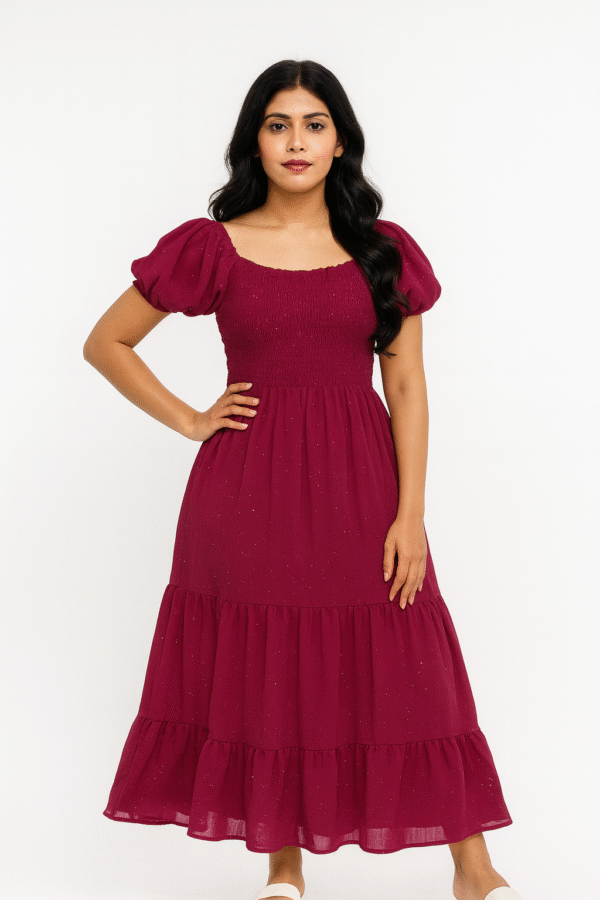 Maroon Gown With Glitter Work Party Wear