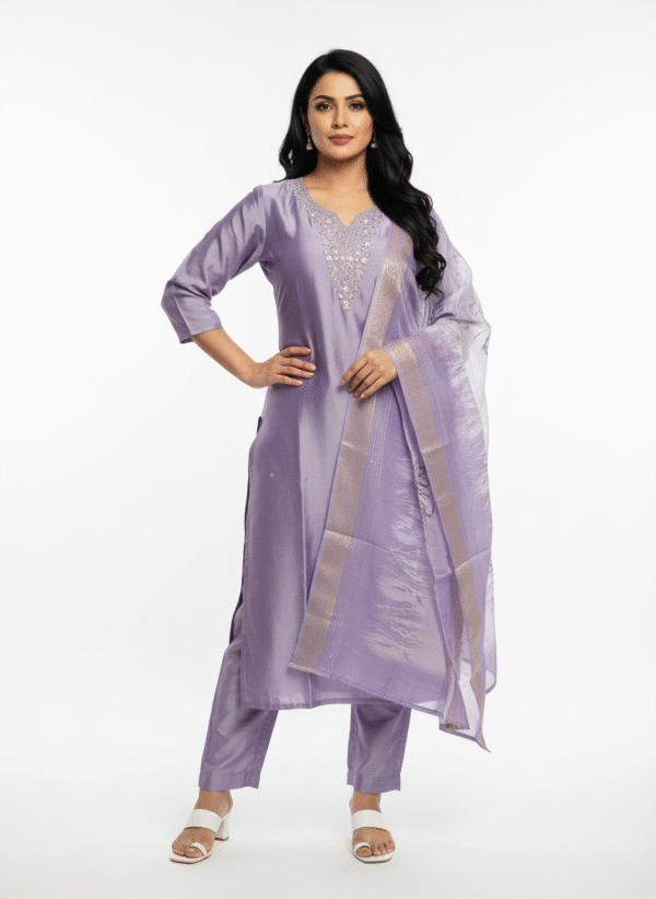 Violet aari work chudidhar set