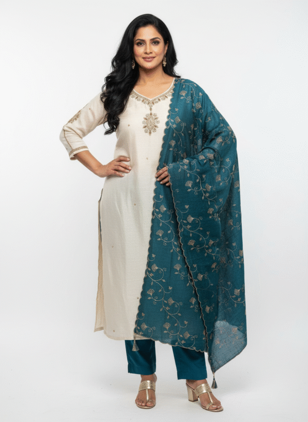 Desert sand aari work chudidhar set