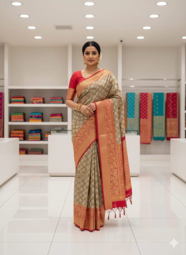 Pale Brown Soft Tissue Saree