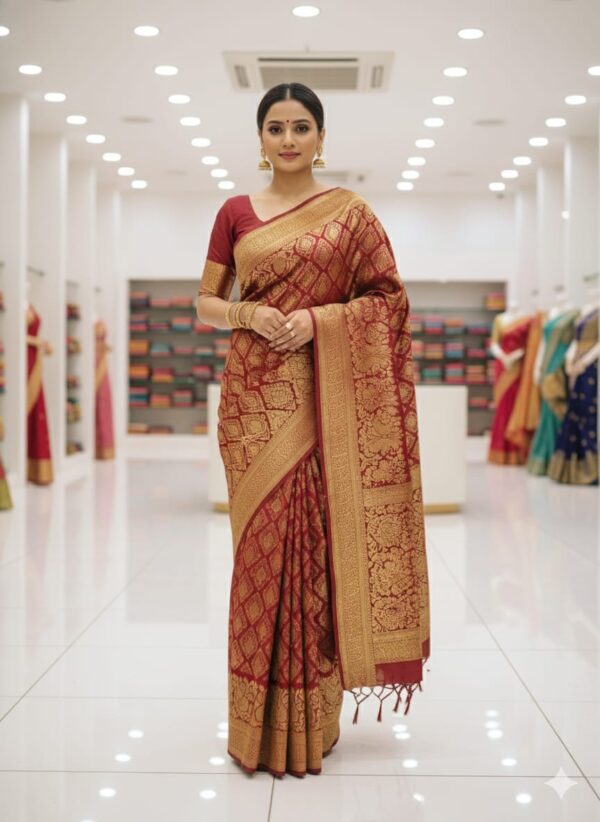 Metallic Copper Soft Tissue Saree